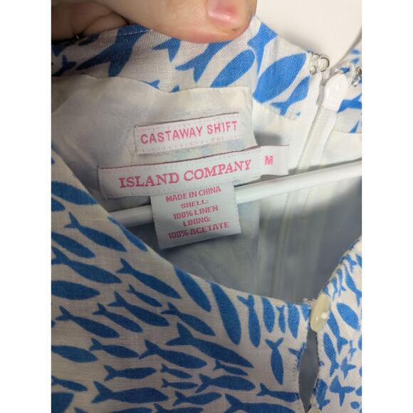 Island Company Linen Shift Dress Coastal Resort Preppy Nautical Old Money - Picture 3 of 6